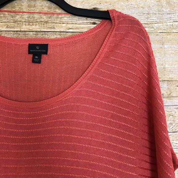 Worthington Pink Short Sleeve Lightweight Knit Tunic Top - Size XL - Scoop Neck - Picture 2 of 5